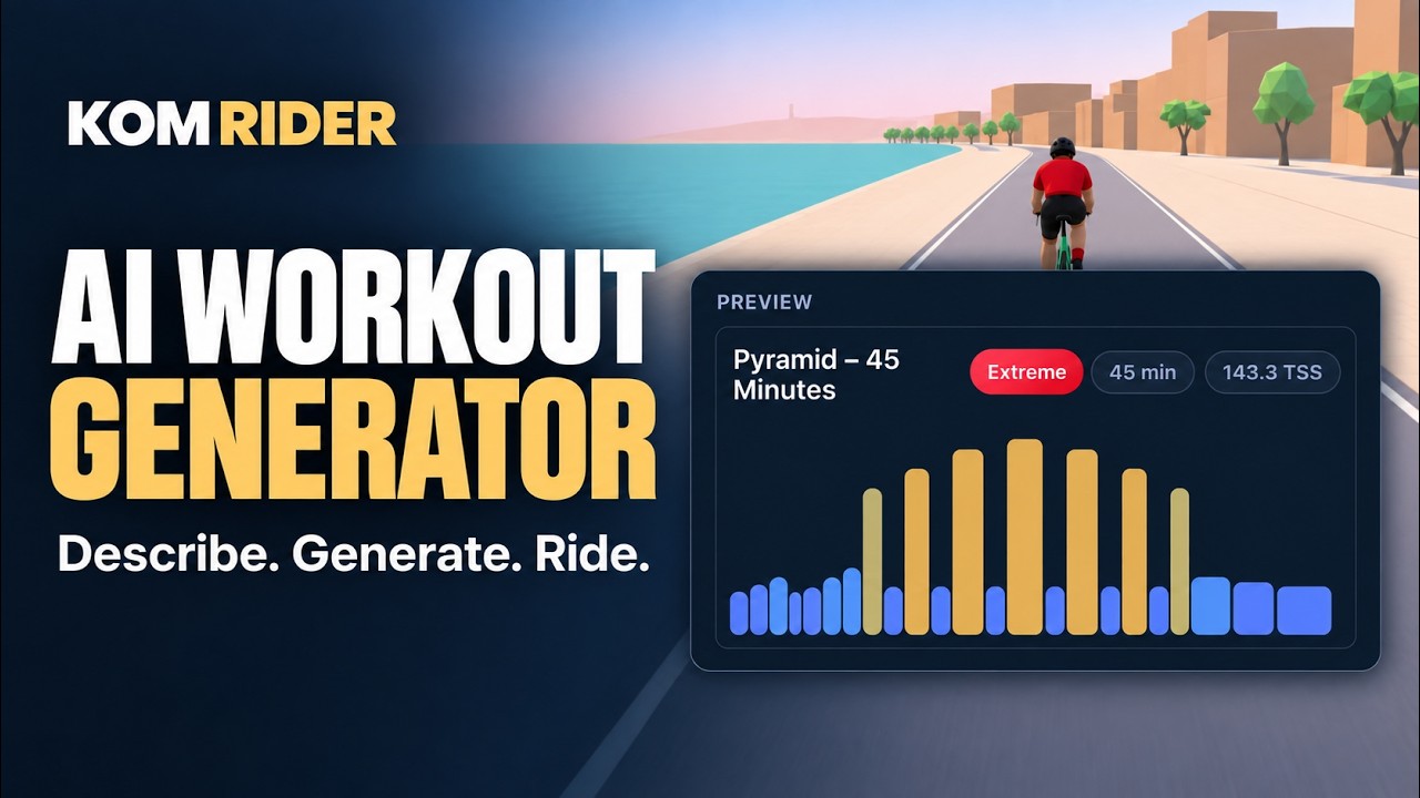 KOMRIDER Workout Generator mit Intervallvorschau und virtueller Fahrt